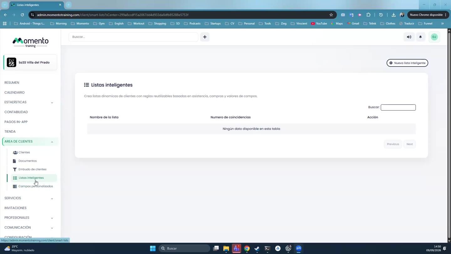 Client list filter panel
